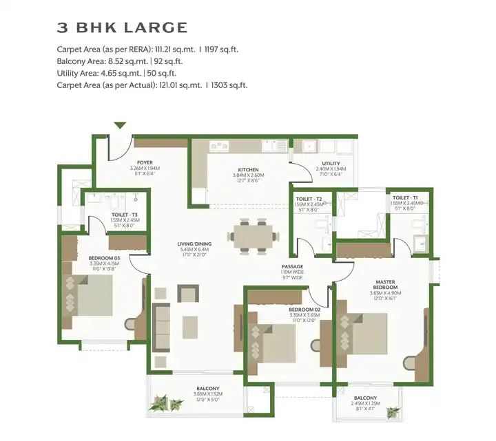 alembic cloud forest 3 bhk large floor plan